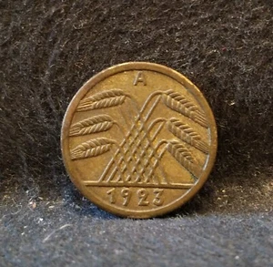 1923-A (Berlin) Weimar Germany 5 rentenpfennig, early, small mintage, KM-32 - Picture 1 of 6