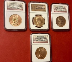 WOW! Presidential & First Spouse Series Rounds + Bronze Metal NGC - X 4 Items - Picture 1 of 10