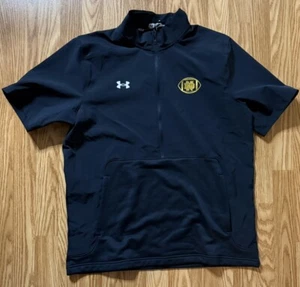 Notre Dame Football Team Issued Under Armour 1/2 Zip Jacket Size Large Black - Picture 1 of 5