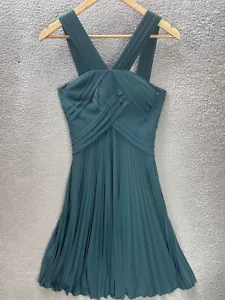 Vestido para mujer Max and Cleo talla 8 halter midi largo cruzado halter pliegues verde azulado - Imagen 1 de 16