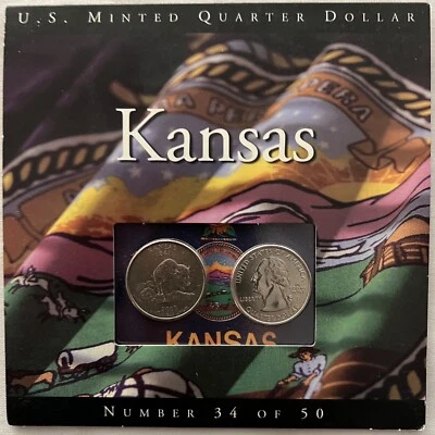 Coins of America U.S. Minted Quarter Dollar Kansas Card Number 34 - Image 1 of 4