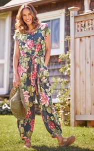 April Cornell Size XXS Victorian Rose Floral Jumpsuit Oversized Fit Pockets - Picture 1 of 13