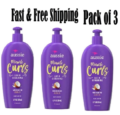 Aussie Miracle Curls Leave-In Detangling Milk Paraben Free 6.7 Oz (3Pk) - Image 1 of 3