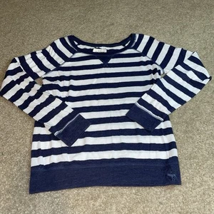abercrombie Kids Girls Size XL Striped Navy Blue White Crew Neck Sweater E-66 - Picture 1 of 5