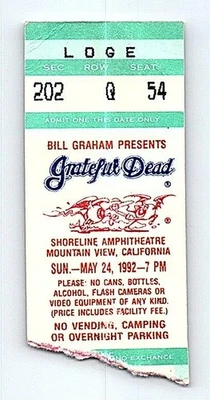 Grateful Dead Mail Order Concert Ticket Stub May 24 1992 Mountain View CA - Image 1 of 2