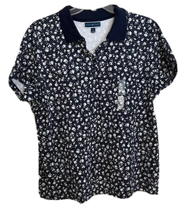 1 x polo donna taglie forti misto cotone floreale Karen Scott manica corta - Foto 1 di 4