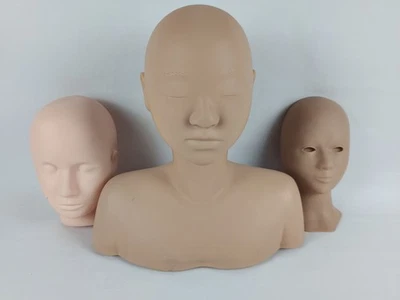 Lot of 3 Mannequin Heads 15" Marianna w/ Shoulders Makeup Wigs - Image 1 of 4