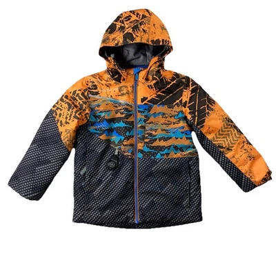 Obermeyer Altair Insulated Ski Jacket Hooded  Orange Blue Black Boys 6 Skiing - Image 1 of 4