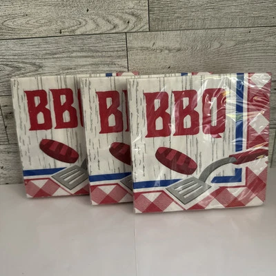 BBQ Party Napkins- 48 Count | 3 packs of 16CT Beverage Size Grilling Party - Image 1 of 3
