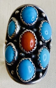 Schildring Türkis & rote Koralle von Herbert Cayatineto, Größe 5,5 - Bild 1 von 4