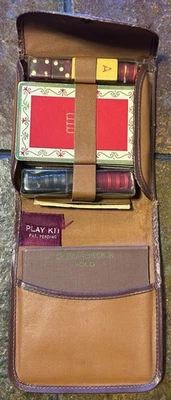 Vtg (1940s) Gin Rummy/Checkers Pocket Travel Kit 'Play Kit' Co. Leather Complete - Image 1 of 4