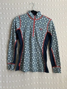 Kari Traa Rose Half-Zip Base Layer Langarm 100% Wolle Gr. M blau weiß - Bild 1 von 5