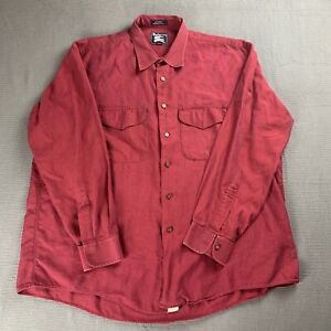 Burberrys Shirt Men’s XL Red Button Up Long Sleeve Imported Fabric Made In USA