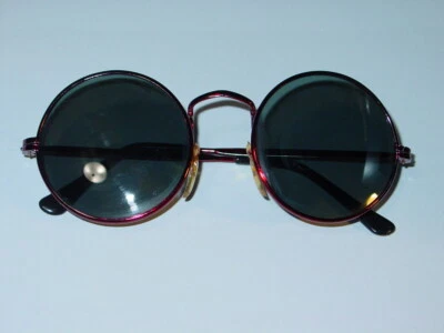 NEW WAVE ROCK SUNGLASSES VINTAGE 1980's NOS LENNON OZZY -Dark Red Frame, -NICE! - Image 1 of 3
