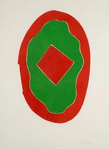 N. PRANGENBERG (*1949), Abstrakte Geometrie, um 1988, Farblinolschnitt Contempor - Picture 1 of 4