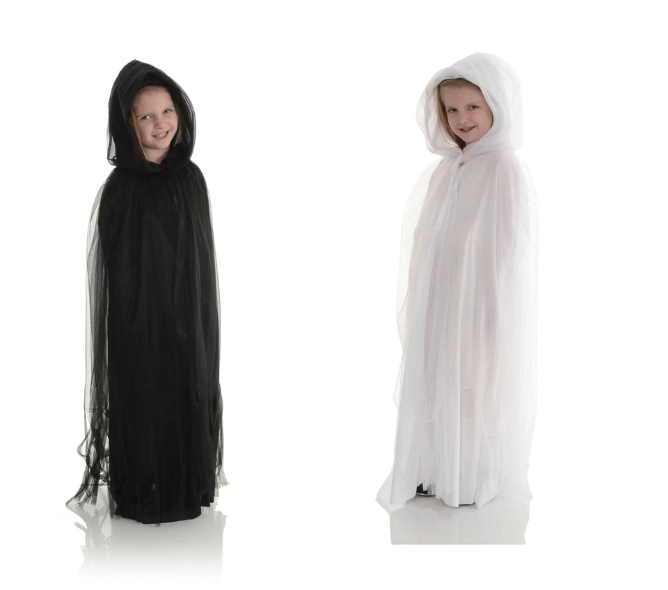 Fantasia de Halloween infantil meninas princesa escura zumbi bruxa longa capa de tule - Imagem 1 de 1