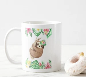 Sloth with flowers mug - Picture 1 of 1