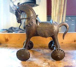 gran caballo de bronce India, antiguo templo indio juguete, aprox 6 Kg - Imagen 1 de 13