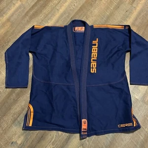 Sanabul Martial Arts Core Gi Uniform Top Jiu Jitsu Size A4 Navy/Orange - Picture 1 of 11