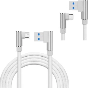 90 Degree 2 Packs Of Charging Cable Cord Compatible with Micro USB Phones-White - Picture 1 of 7