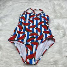 NEW HANNA ANDERSSON Women's Swimsuit Medium Watermelon Stripes Summer Sweet