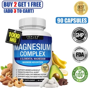 Magnesium Komplex 1000mg, 8 elementares Magnesium, glutenfrei - gentechnikfrei | 90 Kapseln - Bild 1 von 12
