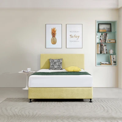Rectangular Linen Fabric Double Bed Deluxe Headboard Bedhead - Sulfur Yellow - image 1 of 4
