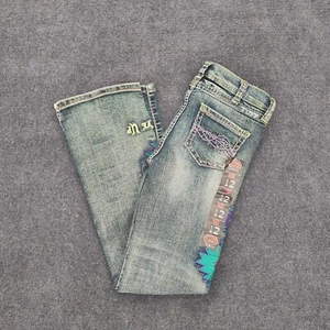 New Never Give Up Aztec Western Rodeo Jeans From Cowgirl Tuff Co. Girl's Size 12 - Picture 1 of 11