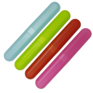 4 x Toothbrush Case Travel Cover ~ Plastic Holder, Family Pack, Brushes Holidays - Picture 1 of 24