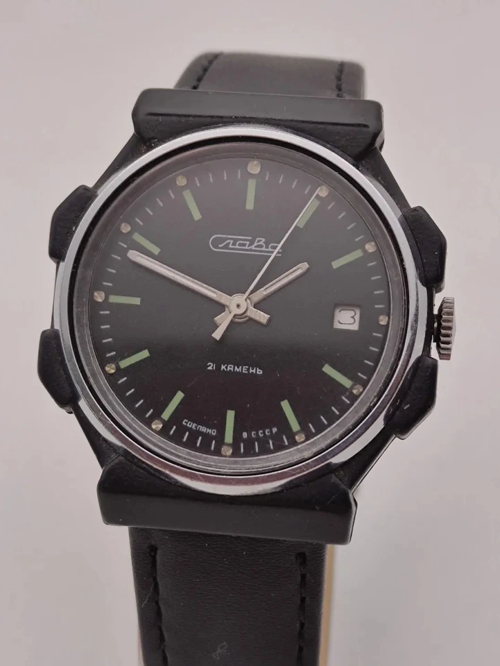 Soviet Vintage Watch Slava 21j  Case Plastic Mechanical USSR Men's Wristwatch - Image 1 of 4