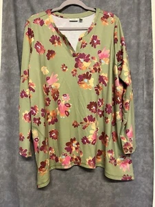 Top tejido talla 1X LOGO Lounge by Lori Goldstein A598816 verde felpa francesa - Imagen 1 de 5
