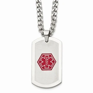 Stainless Steel Dog Tag Medical Necklace - Picture 1 of 4