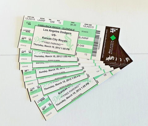 LOT of 7 ~ Clayton Kershaw 2012 LA Dodgers KC Royals Spring Training Ticket Cover