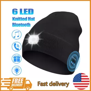 Bluetooth Music Speaker Mic LED Beanies Rechargeable Hat Headlamp Gifts - Picture 1 of 1