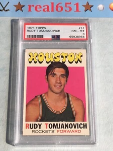 1971 Topps #91 RUDY TOMJANOVICH Rookie | PSA 8 NM-MT Centered | HOF Rockets RC - Bild 1 von 5