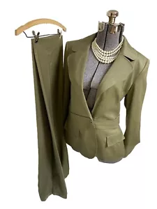 NEW Anne Klein Pant Suit Size 14 Two Piece Set 36X32 Gorgeous Green Pockets - Picture 1 of 24