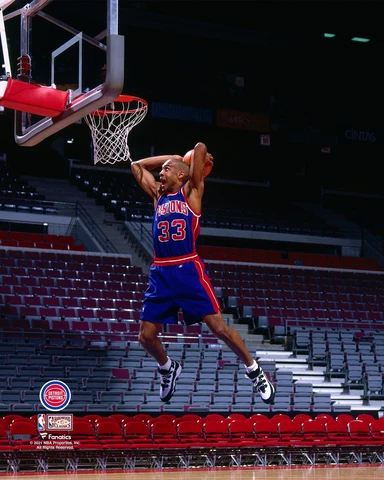 Grant Hill Pistons UnSigned Hardwood Classic Two Handed Slam Dunk Rookie Photo Cover
