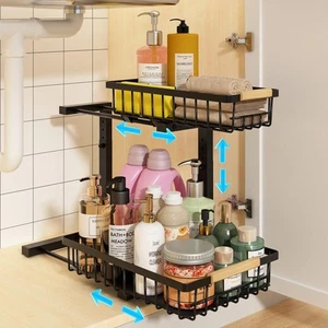 Under Sink Organizer, Height Adjustable Under Sink Organizers and Storage, 2 ... - Picture 1 of 6