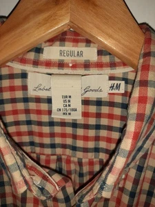 Mens Checked H&M Shirt With Button Collar . Size Medium - Picture 1 of 11