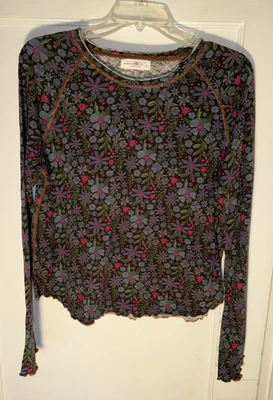 Natural Life Floral Algodón Manga Larga Top Cabina Granola Boho Western Talla L Foto 1 de 4