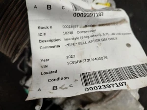 AC Compressor New Style 6 Lug Wheel Etorque Fits 19-20 DODGE 1500 PICKUP 432584 - Picture 1 of 12