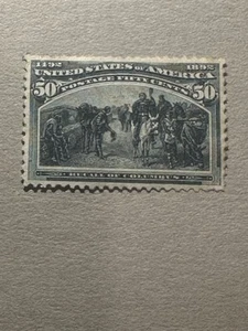 ¡Sello con bisagras Scott 240 50 centavos Colón edición colombiana como nuevo original de Estados Unidos! - Imagen 1 de 3