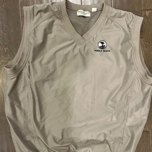 Vintage Men’s Golf Vest- Beige M Pebble Beach Classic - Picture 1 of 3