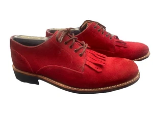 TED BAKER TICH2 Men's Size 8/42/US9 Red Tussle Suede Oxford Shoes - Picture 1 of 15
