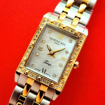 Raymond Weil Damas Madreperla Con Diamantes Tanque Reloj Tango 5971 Foto 1 de 4