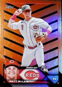 2023 Topps Update US199 Halloween ORANGE FOIL MATT McLAIN ROOKIE CARD REDS