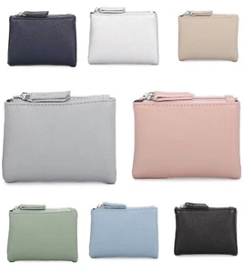 Damen-Geldbörse veganes Leder weiches Etui klein Reißverschluss Geldbörse Schlüssel Kartenhalter Tasche UK - Bild 1 von 13
