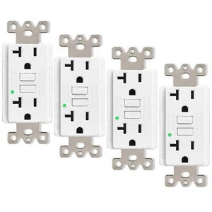 Receptáculo dúplex eléctrico de toma de corriente GFCI de 20A amperios con placa no listada por ETL ×4 - Imagen 1 de 12