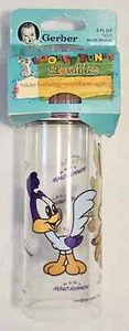 Vintage 8-OZ Bottle Gerber Looney Tunes Lovables Wile E Coyote Roadrunner New - Picture 1 of 3