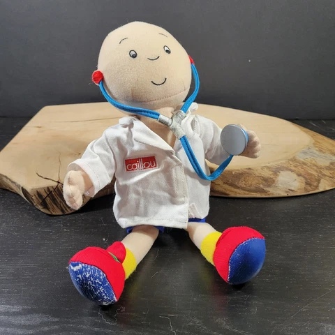 CAILLOU Plush Doll 11” Tall Doctor Costume 2002 Cinar Removable Clothing Cover